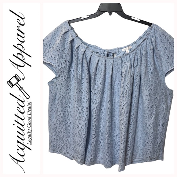 LC Lauren Conrad Light Blue Lace Tunic - Picture 1 of 16